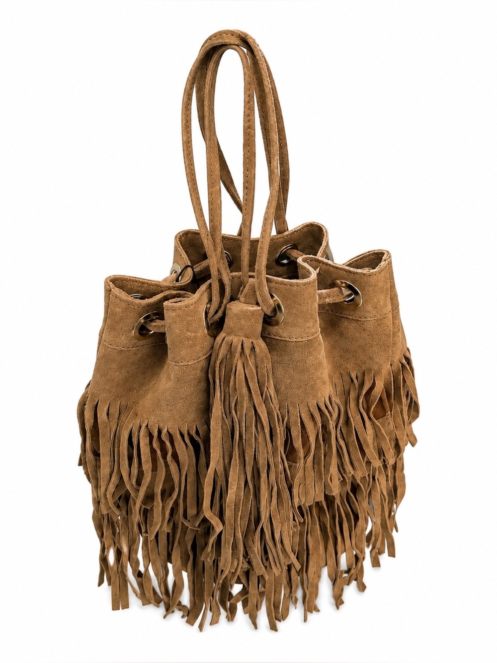 ZARA Authentic Leather Fringe Bucket Shoulder Bag BNWT Boho Western SOLD OUT!🔥 - Picture 4 of 12